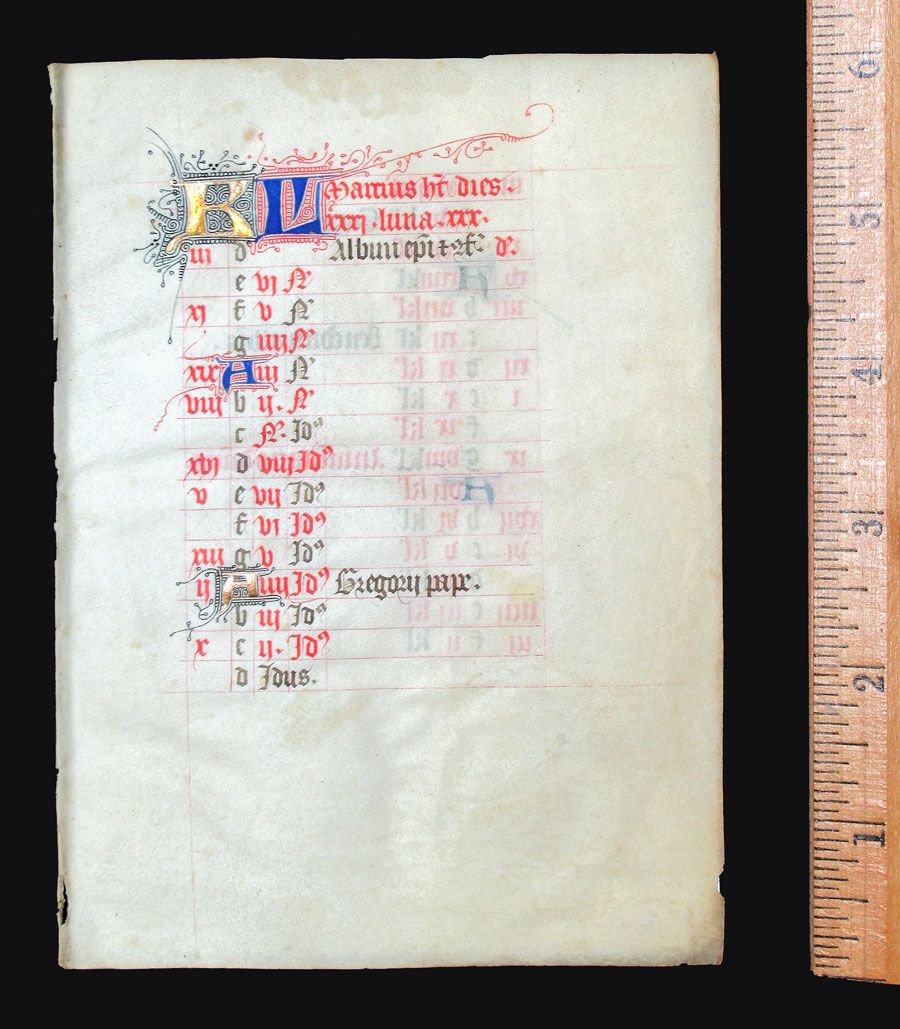 c 1425-50 Book of Hours Calendar Leaf for March